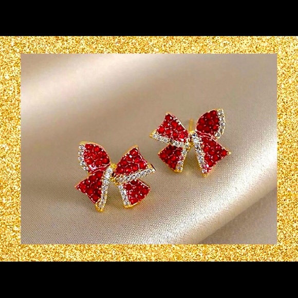 New!! Luxury Red Bow Earrings! - Picture 4 of 4